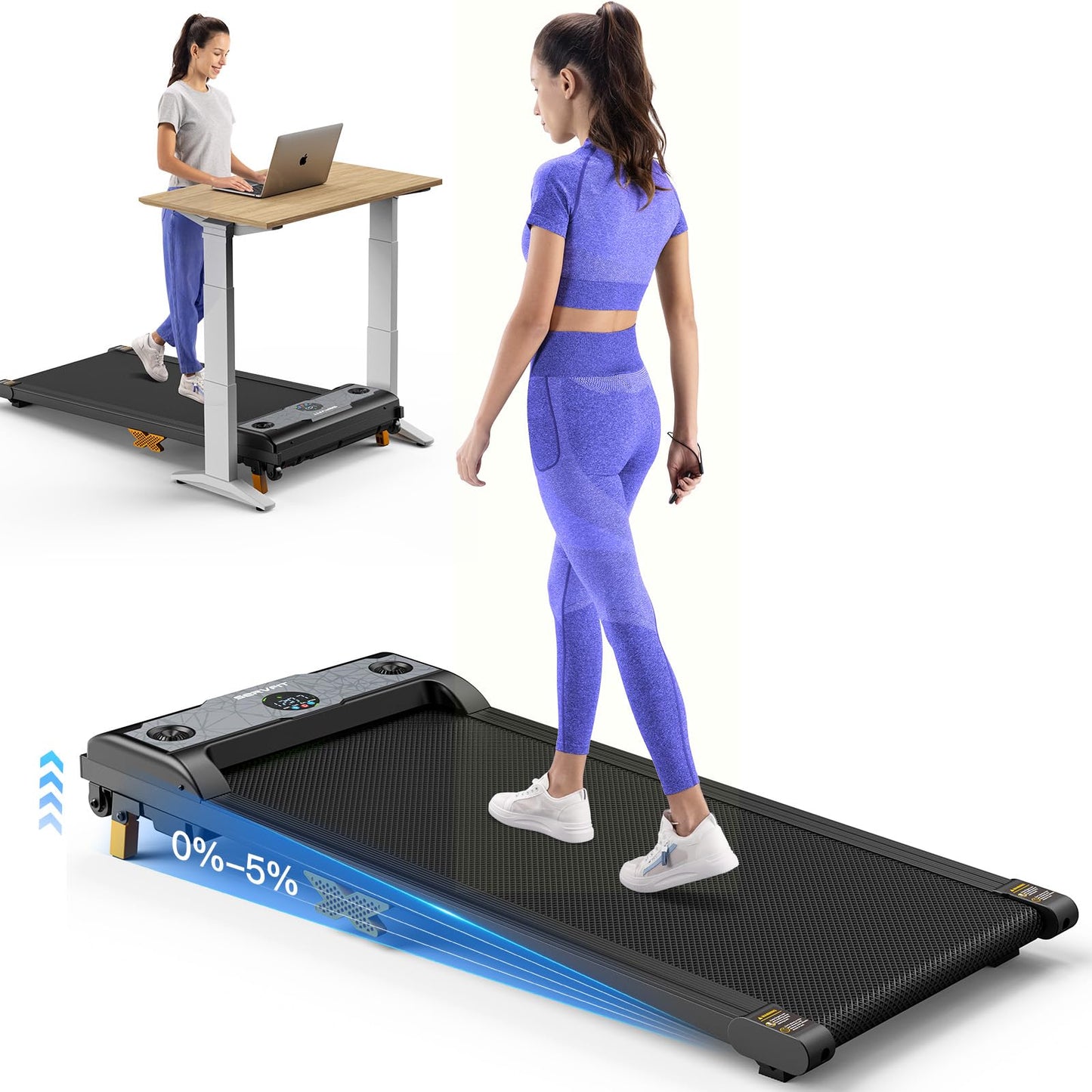 Walking Pad Under Desk Treadmill 3 in 1 Portable Small Exercise Walking Treadmill for Home Office